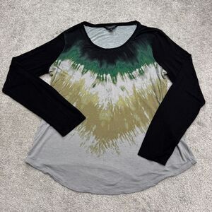 Simply Vera Vera Wang Tie-Dye Colorblock Long Sleeve Top Womens Medium T-Shirt